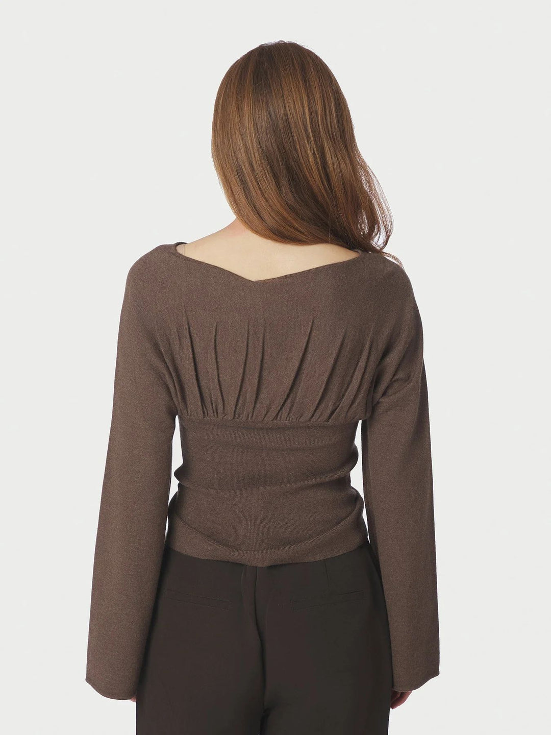 NEO NOIR Kaiba Knit Blouse Brown Melange