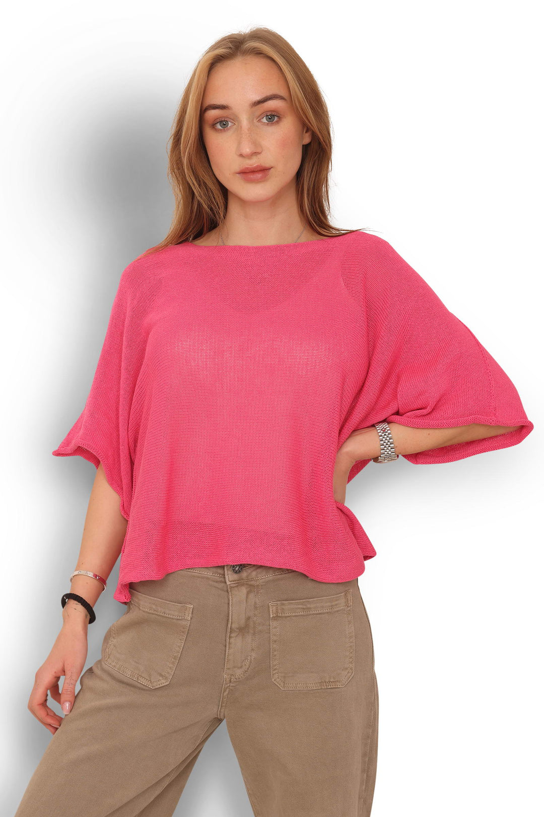 COPENHAGEN LUXE Lightweight Cotton Knit Top Pink