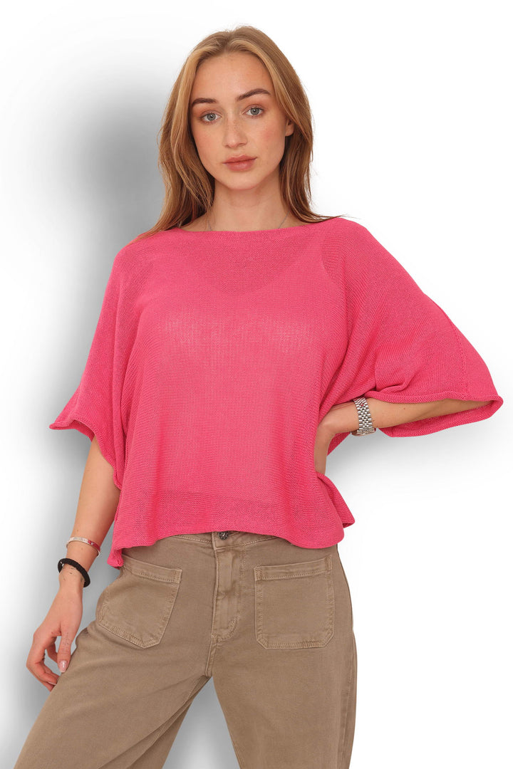 COPENHAGEN LUXE Lightweight Cotton Knit Top Pink