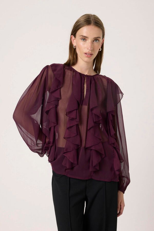 SOAKED IN LUXURY SLHarietta Frill Blouse Winetasting