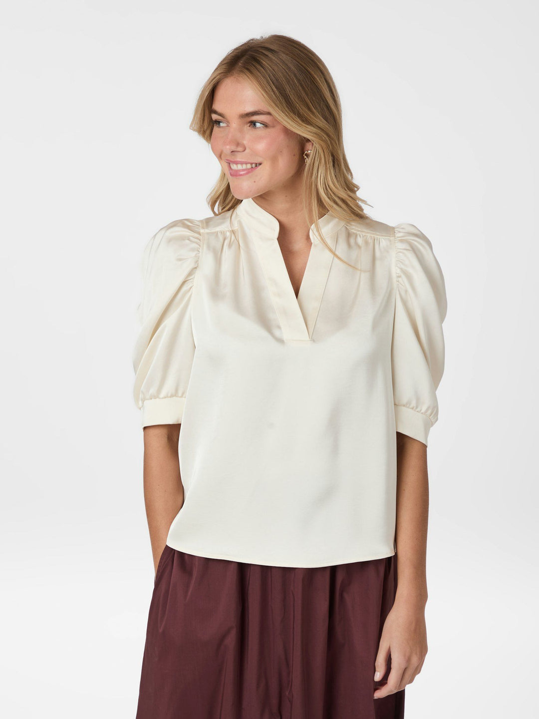 NEO NOIR Roella Heavy Sateen Blouse Pearl