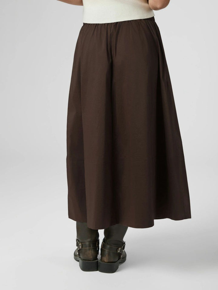 NEO NOIR Yara Poplin Skirt Chocolate Brown