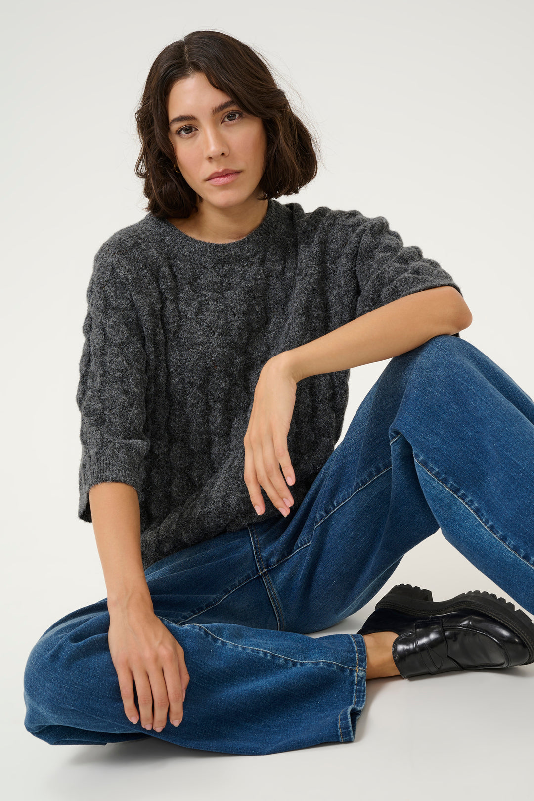 KAFFE KAmalene Knit Pullover Dark Grey Melange