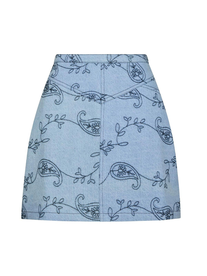 NEO NOIR Gabani Embrodery Skirt Blue