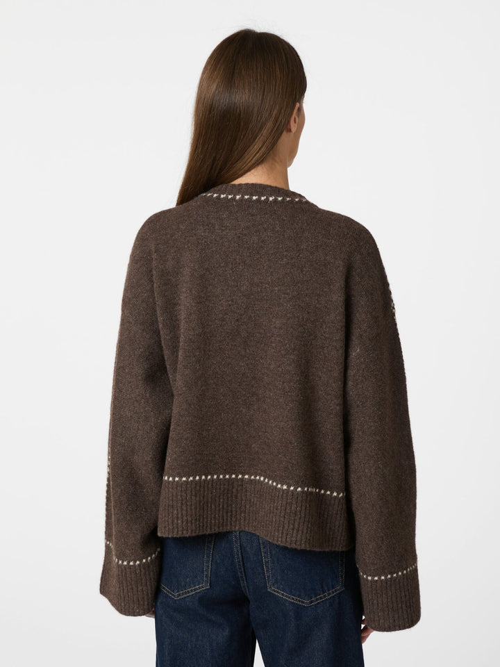 NEO NOIR Roeme Knit Stitch Blouse Brown Melange