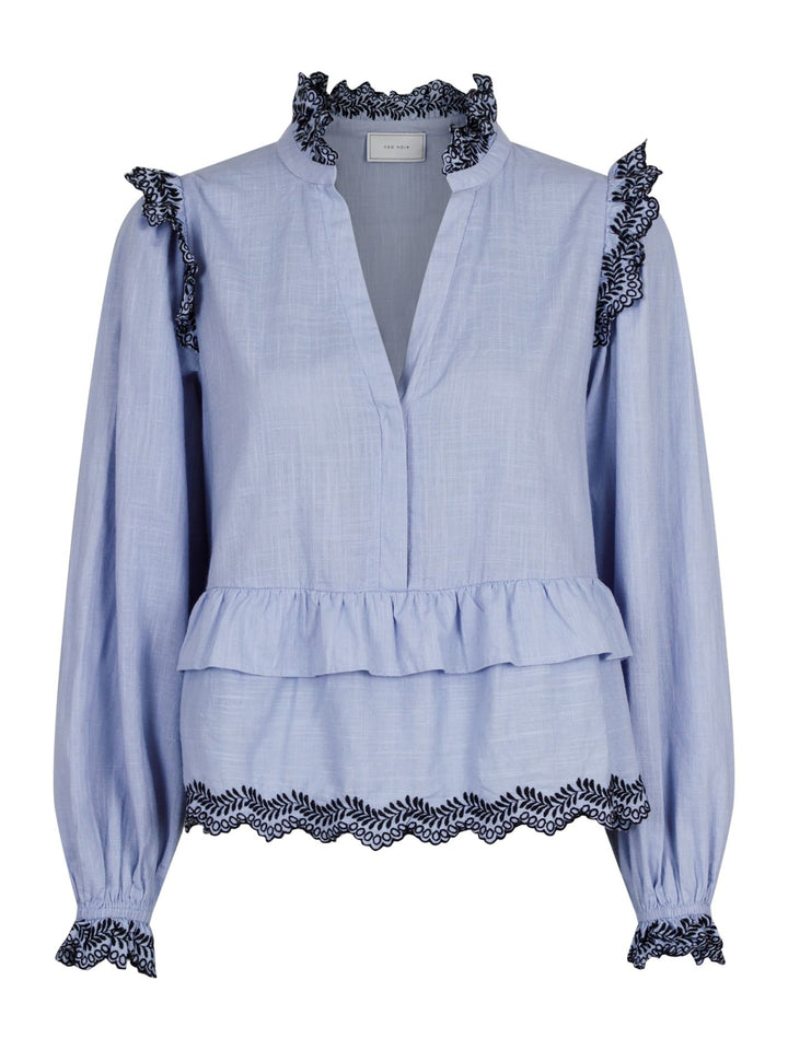 NEO NOIR Panama Embroidery Blouse Light Blue