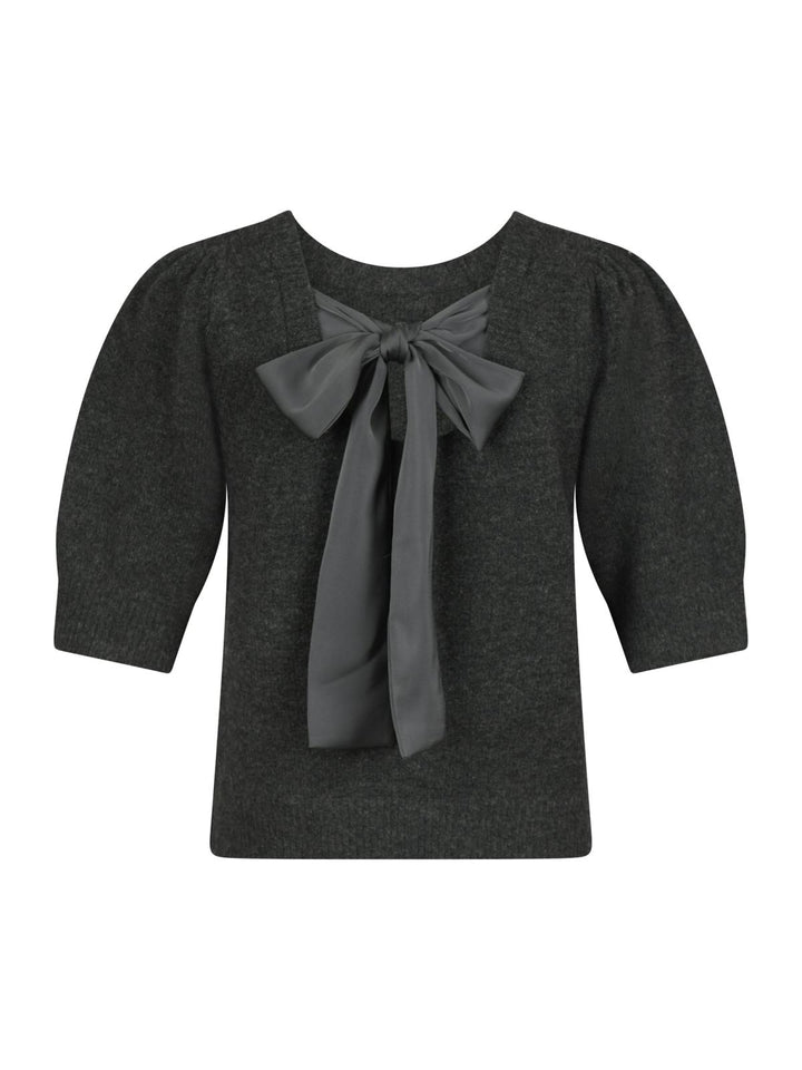 NEO NOIR Martha Bow Knit Tee Antracit