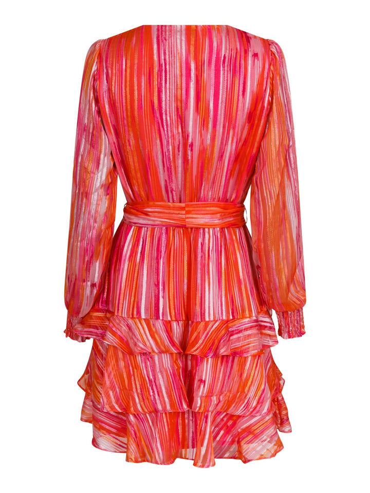 NEO NOIR Dennie Blurred Stripe Dress Orange