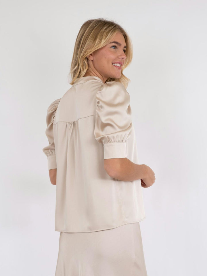 NEO NOIR Roella Heavy Sateen Blouse Champagne