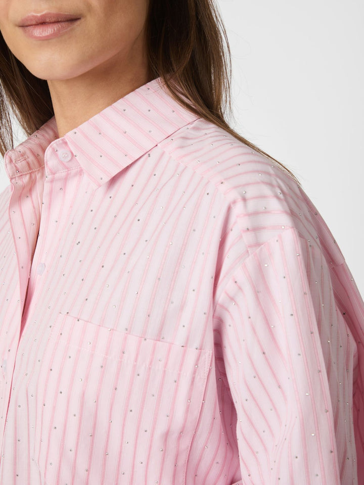 NEO NOIR Dalma Soft Stripe Stone Shirt Pink