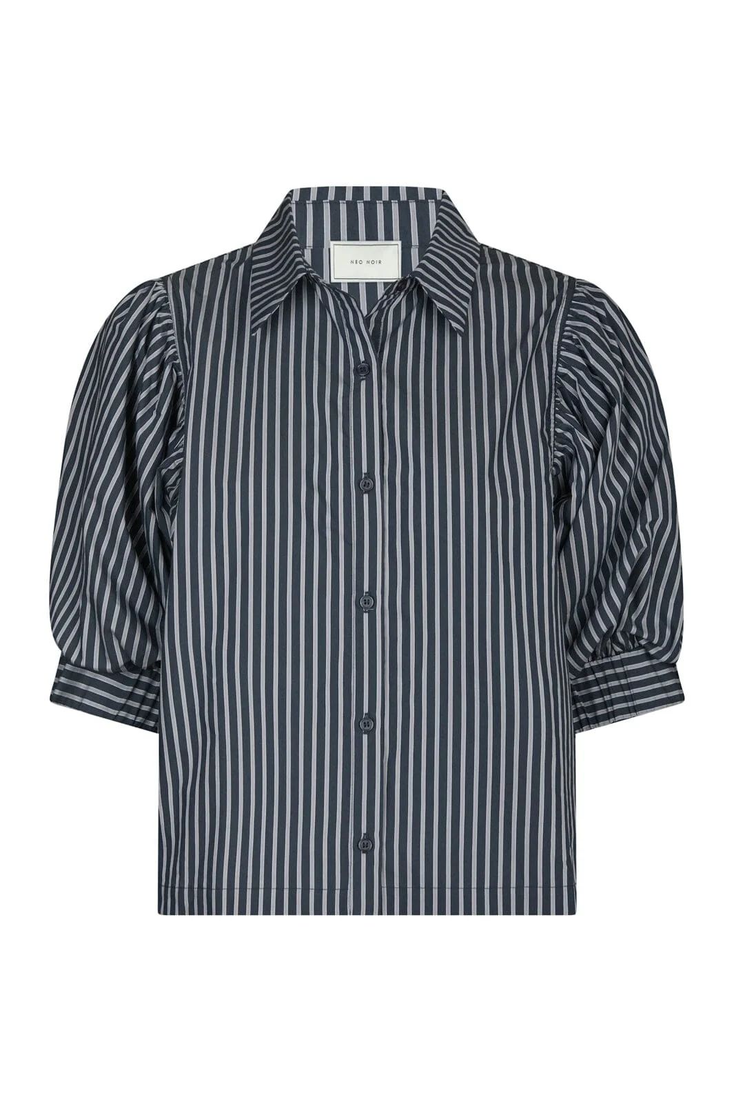 NEO NOIR Etta Stripe Shirt Navy