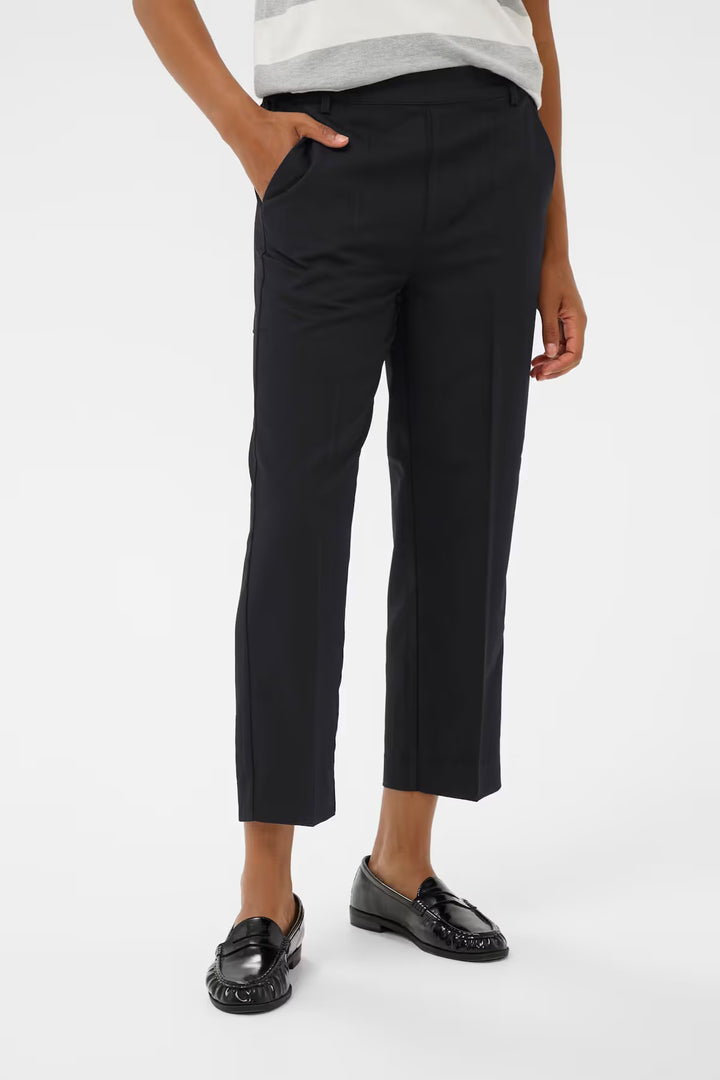 KAFFE KAsakura HW Cropped Pants Black Deep