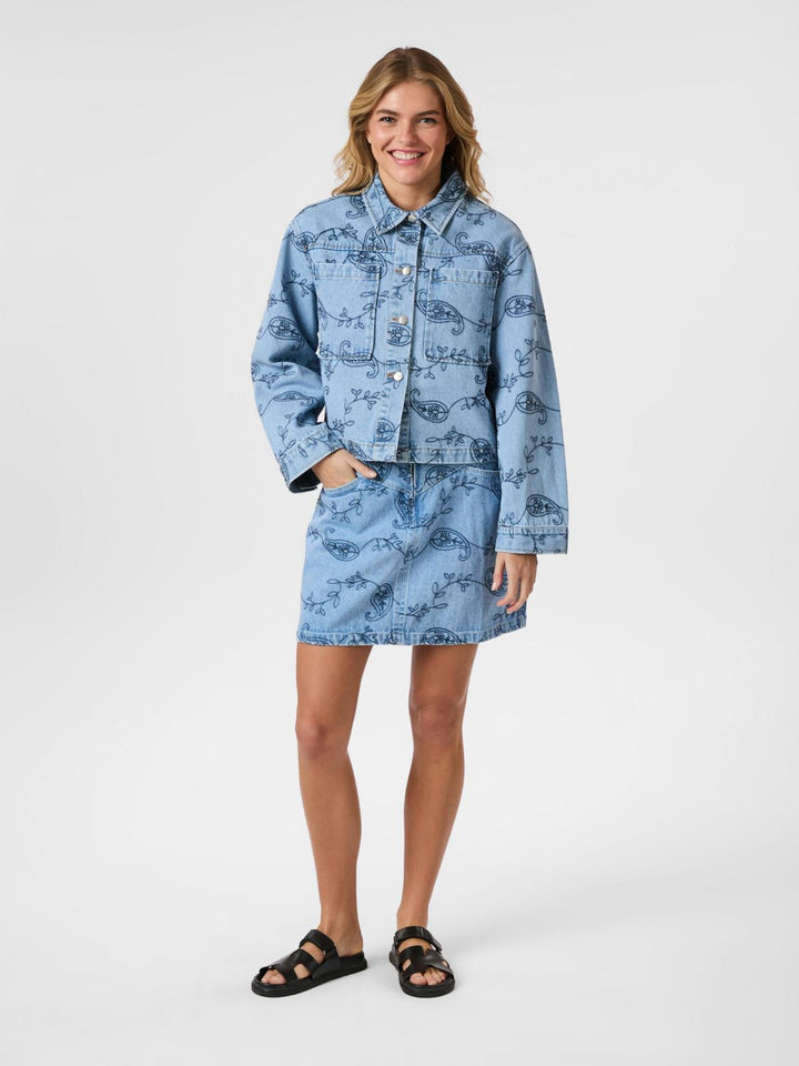 NEO NOIR Gabani Embrodery Skirt Blue