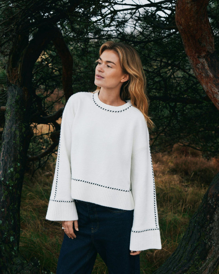 NEO NOIR Roeme Knit Stitch Blouse Off White