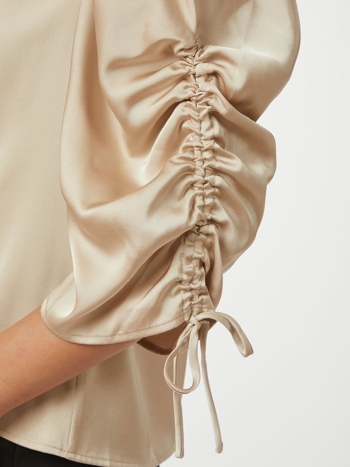 NEO NOIR Alvira Drapy Satin Blouse Campagne