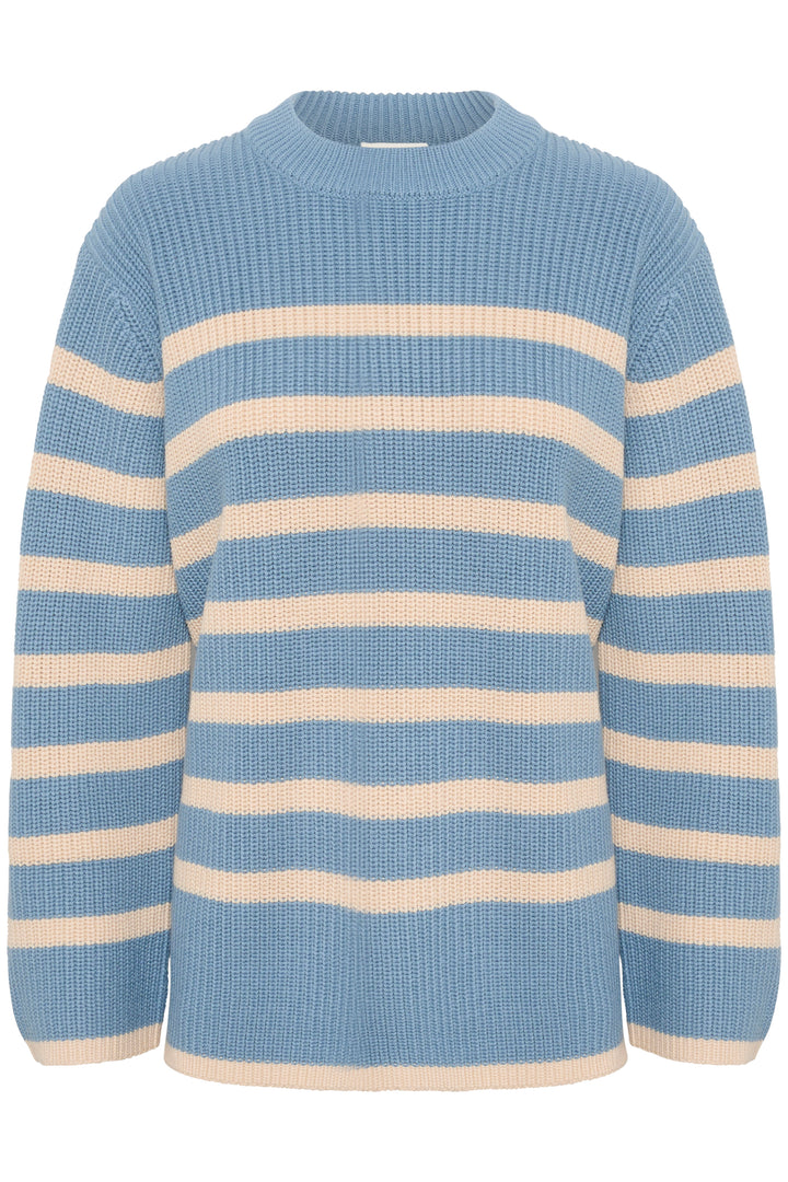 KAFFE KAcilla Knit Pullover Faded Denim/Sand Stripe