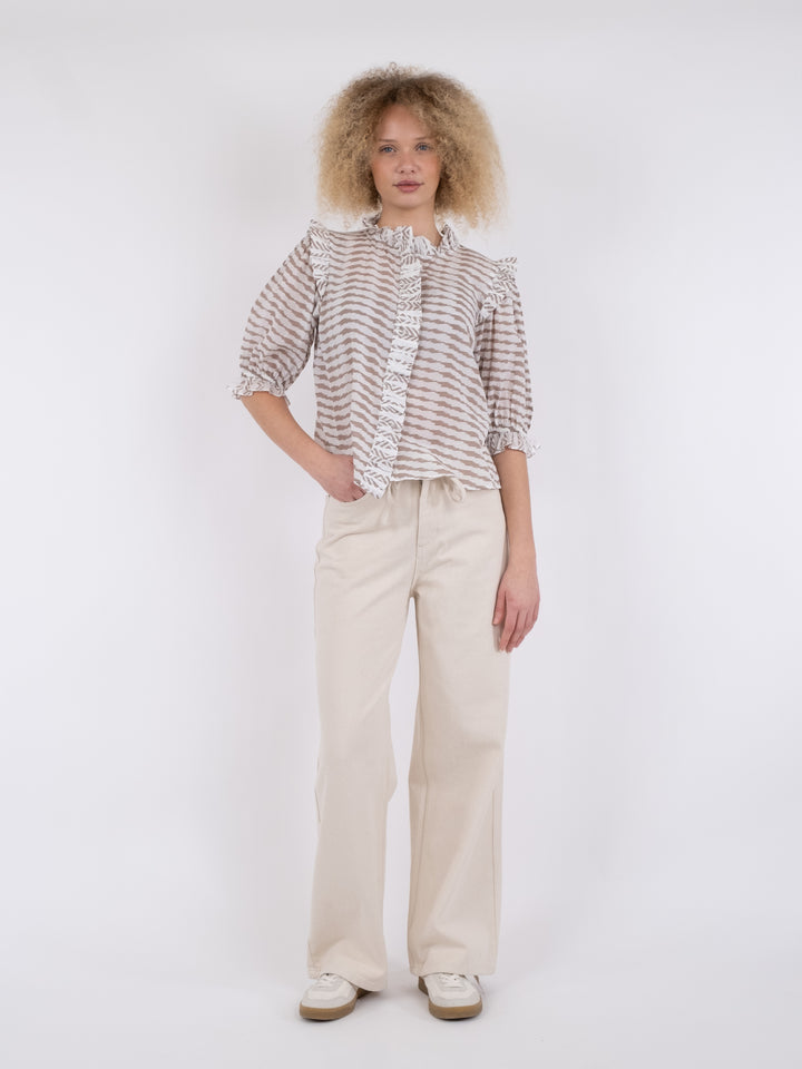 NEO NOIR Chacha Graphic Blouse Sand