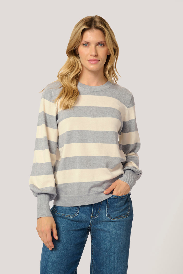 KAFFE KAlizza Striped Pullover Grey Melange/Turtledove