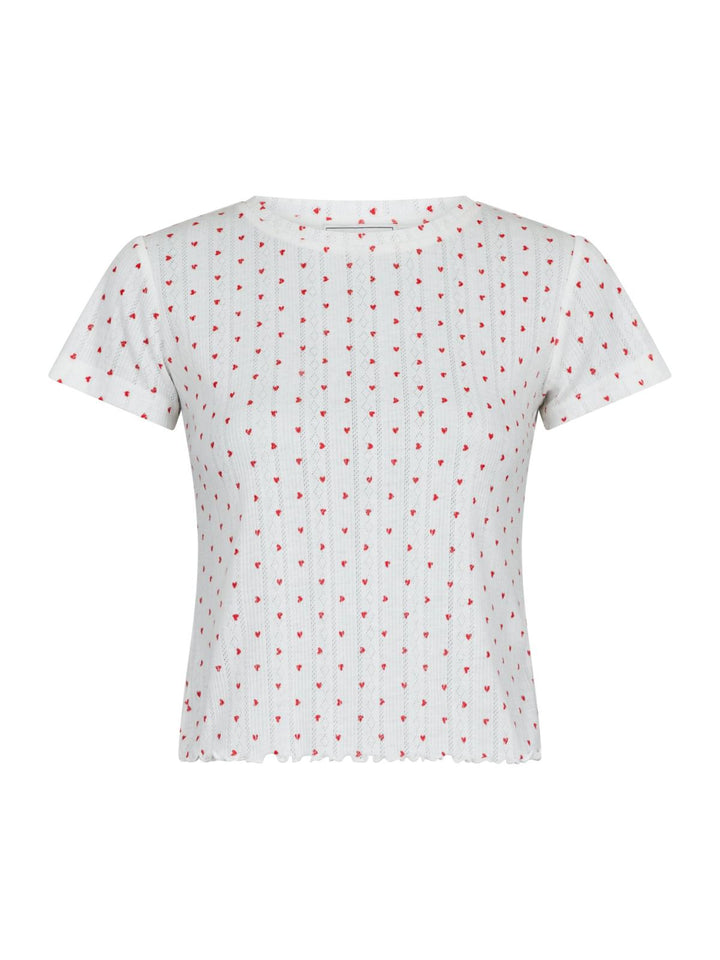 NEO NOIR Lonnie Pointelle Heart Top White