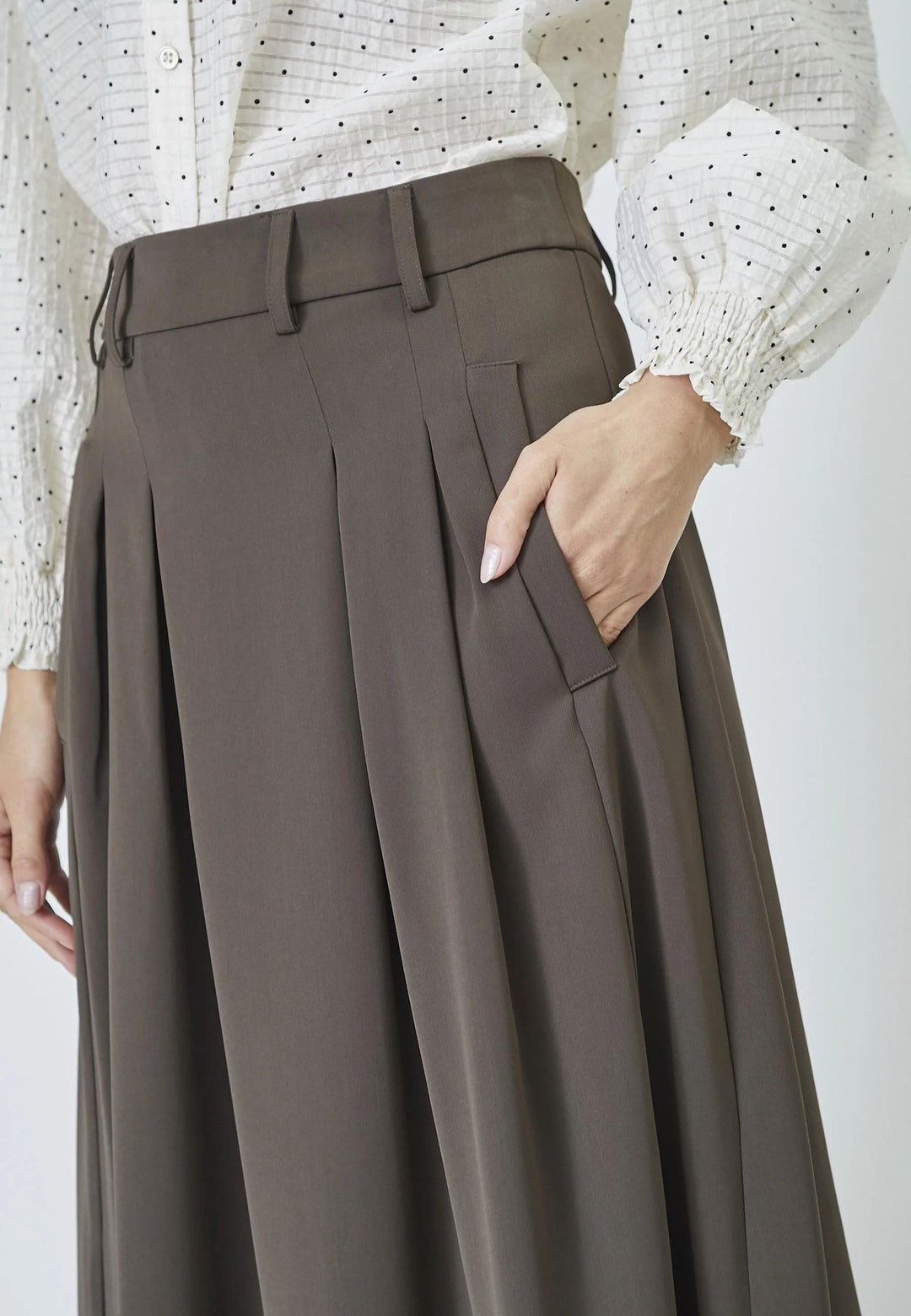 CO´COUTURE AnyaCC Pleat Skirt Mocca