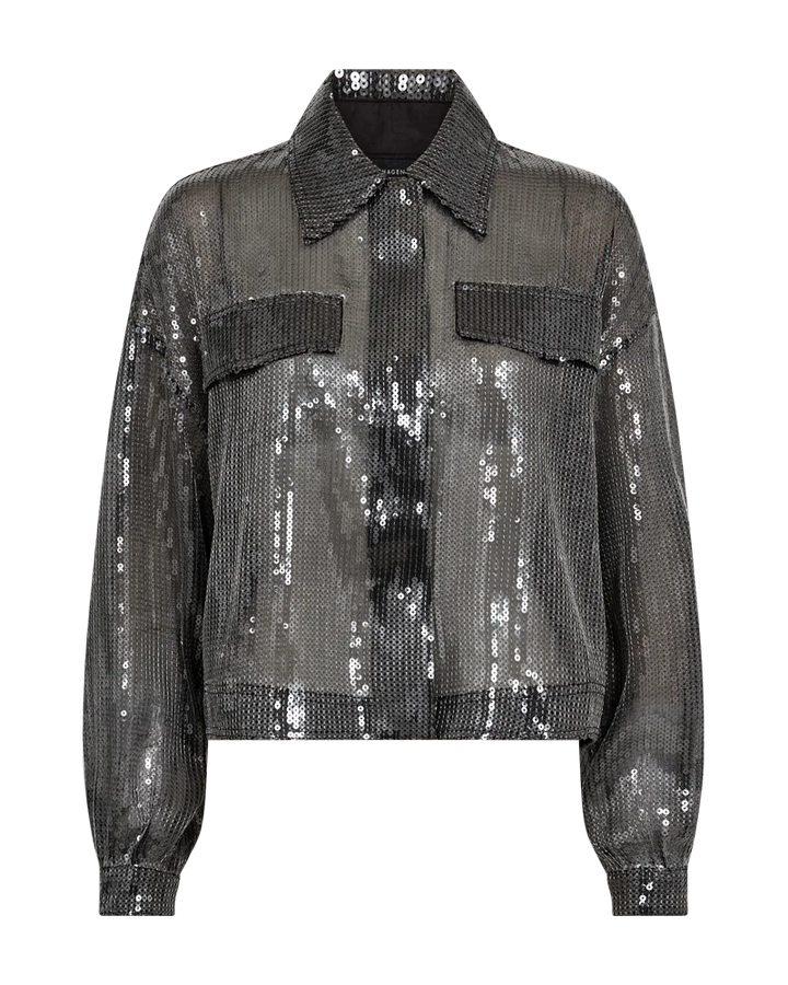 COPENHAGEN MUSE CMtrucker-Jacket With Sequins Silver