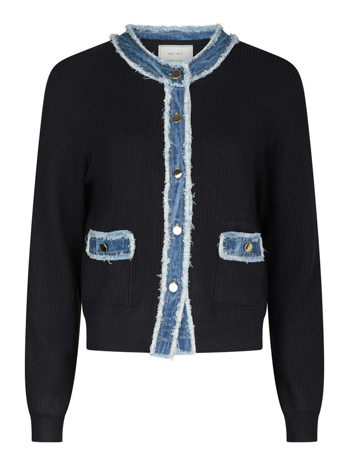 NEO NOIR Zelma Knit Denim Cardigan Navy
