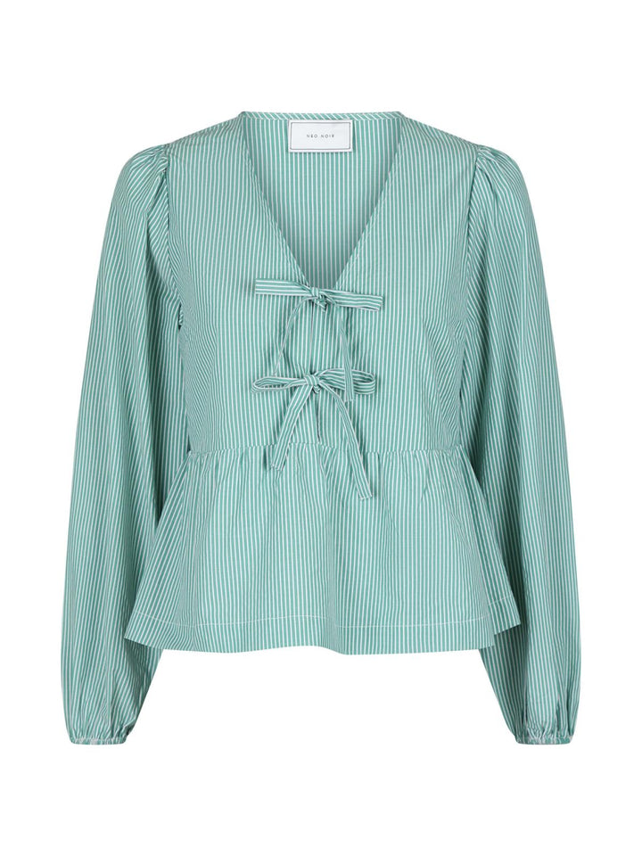 NEO NOIR Esmee Small Stripe Blouse Green