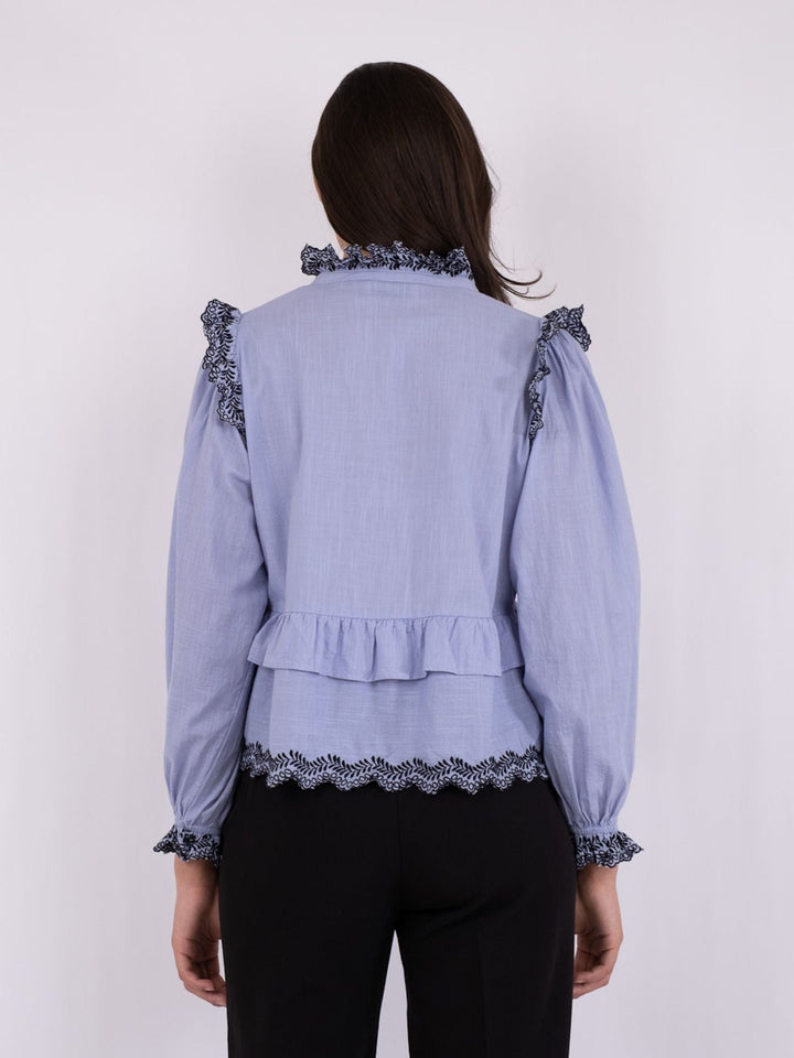 NEO NOIR Panama Embroidery Blouse Light Blue