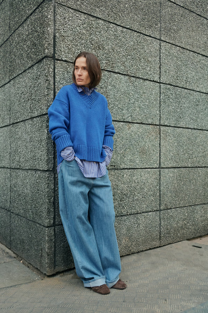 SOAKED IN LUXURY SLCalken shirt LS Nouvean navy stripe