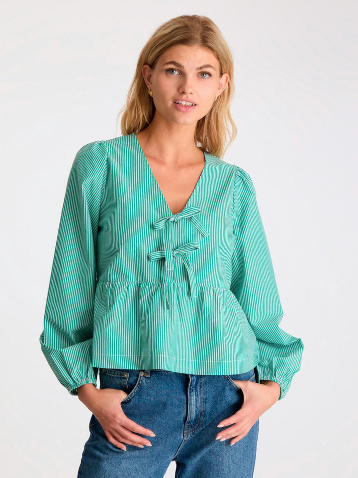 NEO NOIR Esmee Small Stripe Blouse Green