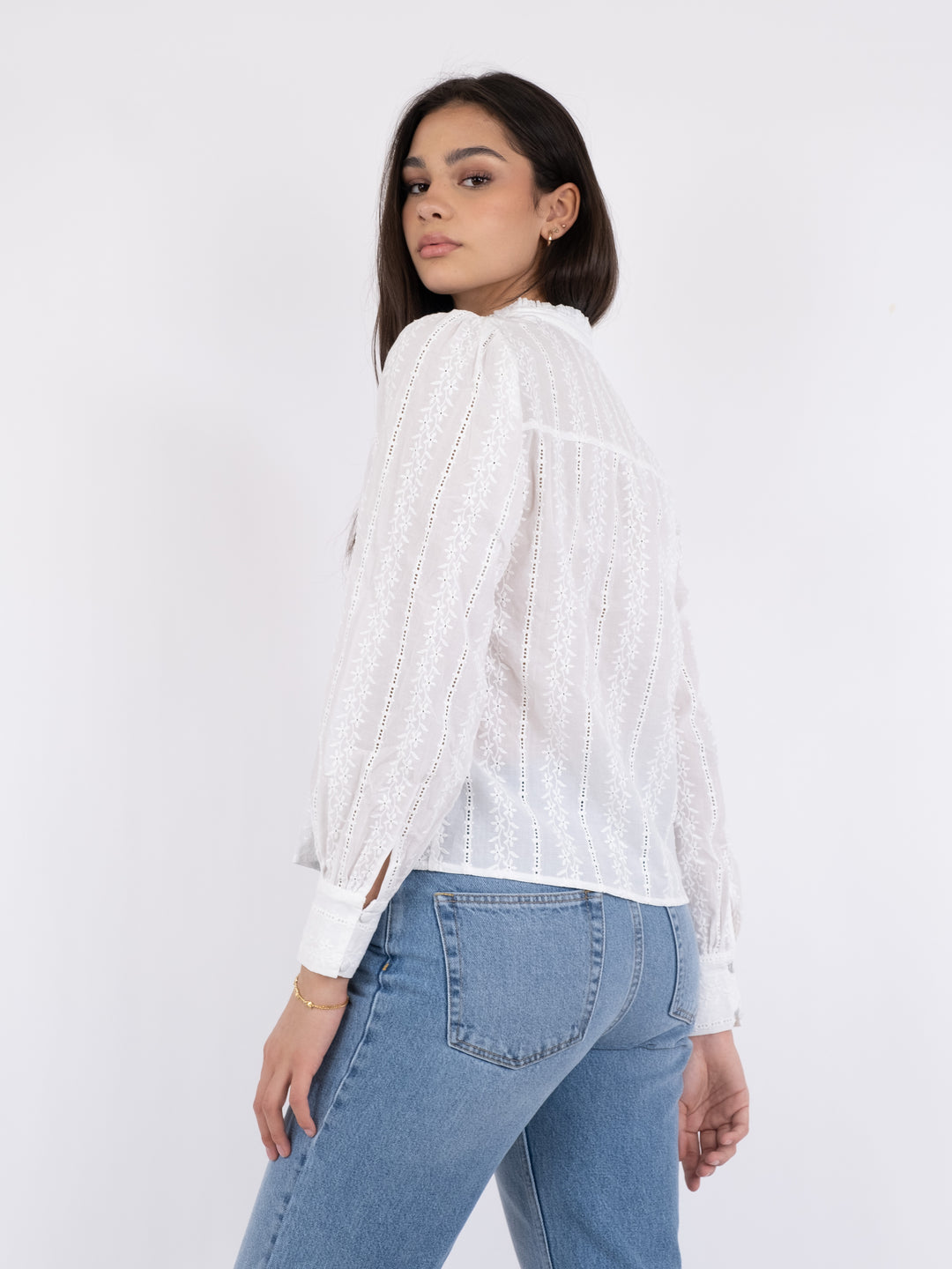 NEO NOIR Massima Embroidery Blouse White