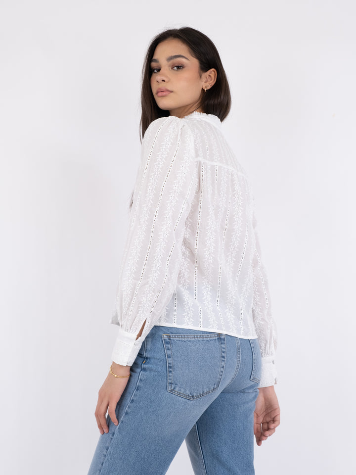 NEO NOIR Massima Embroidery Blouse White