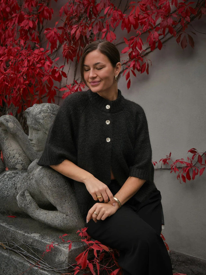 NEO NOIR Benuta Fluffy Knit Cardigan Dark Brown