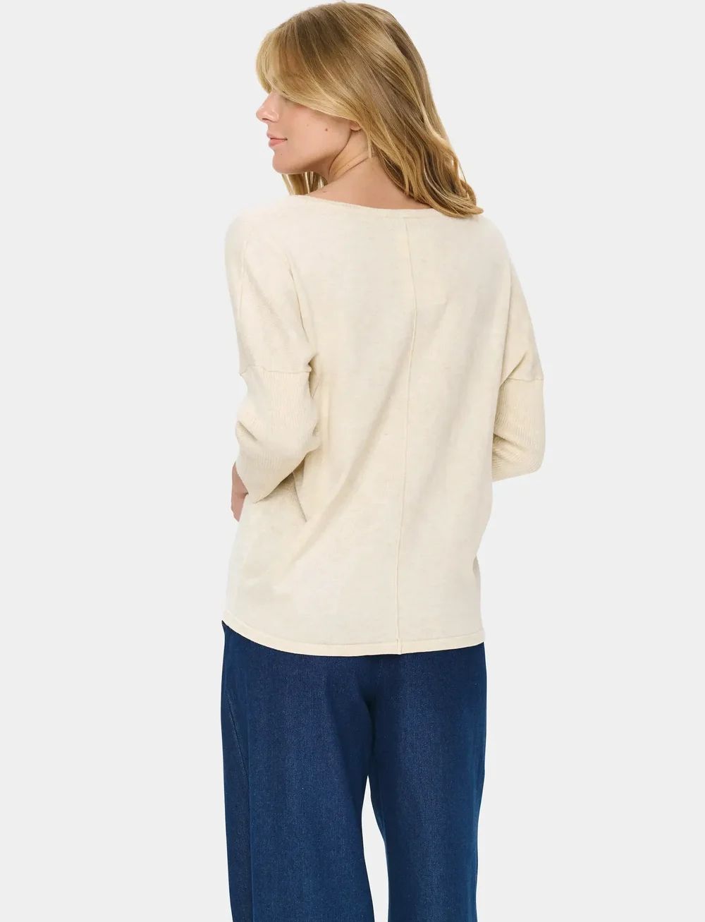 SAINT TROPEZ A2561 MilaSZ R-Neck Pullover Brown Rice Melange
