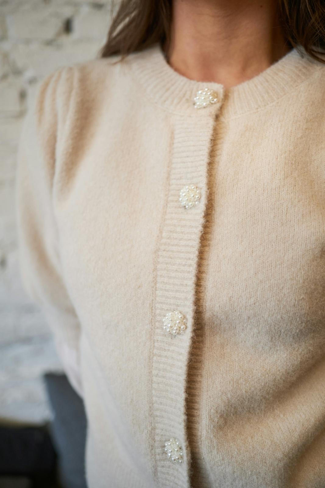 NEO NOIR Trudy Deco Knit Cardigan Ivory
