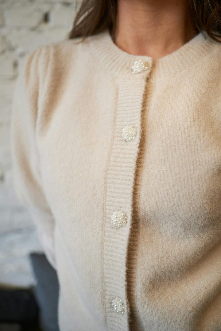 NEO NOIR Trudy Deco Knit Cardigan Ivory