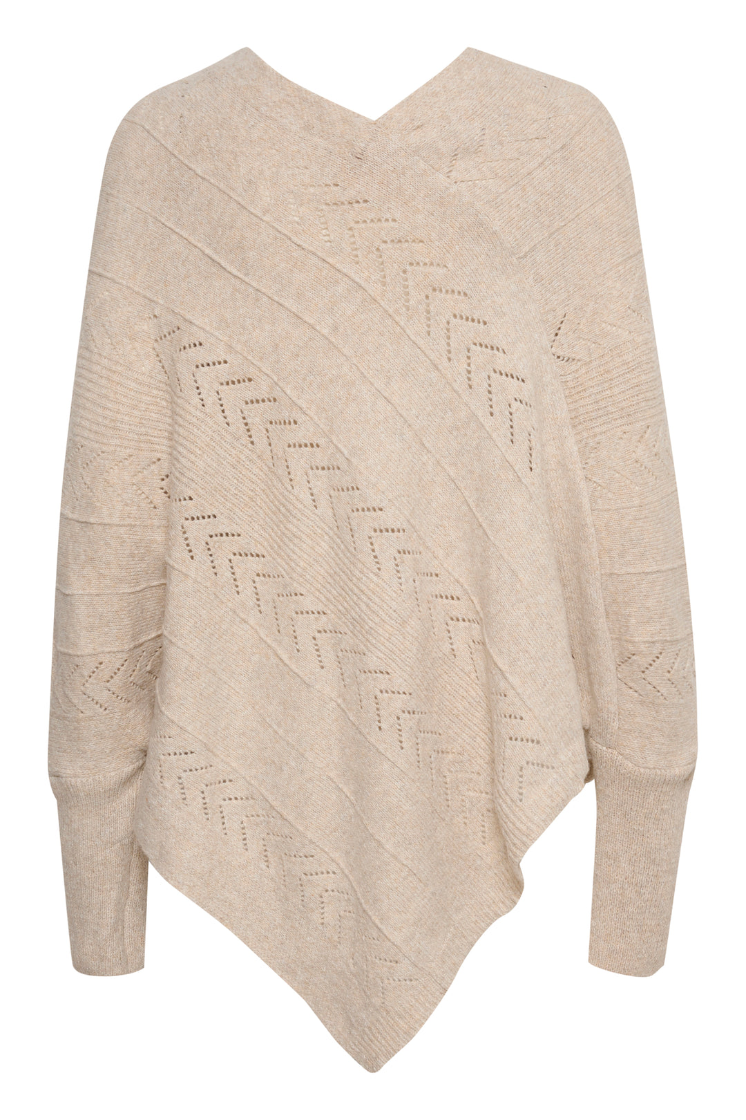 CREAM CRHoliday Knit Poncho Oat Melange