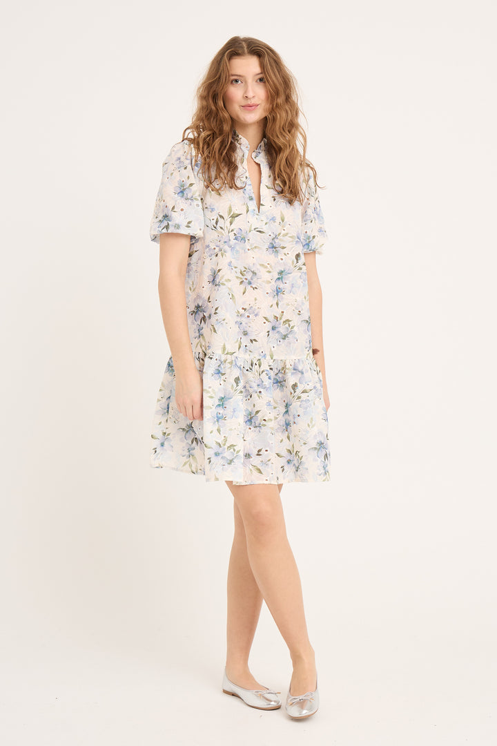 A-VIEW Grete S/S Dress White/Blue