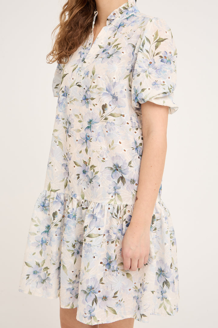 A-VIEW Grete S/S Dress White/Blue