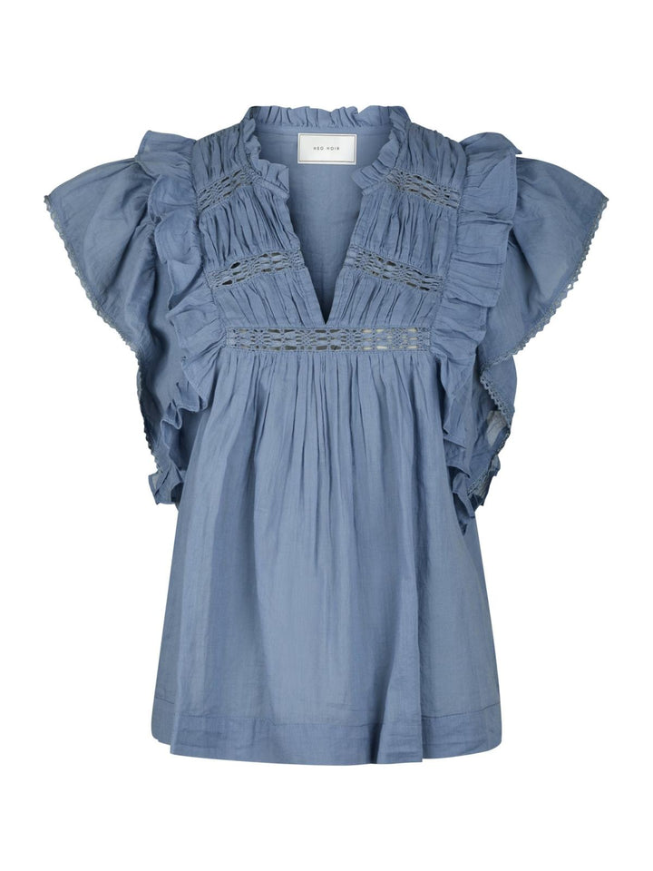 NEO NOIR Jayla S Voile Top Smoke Blue