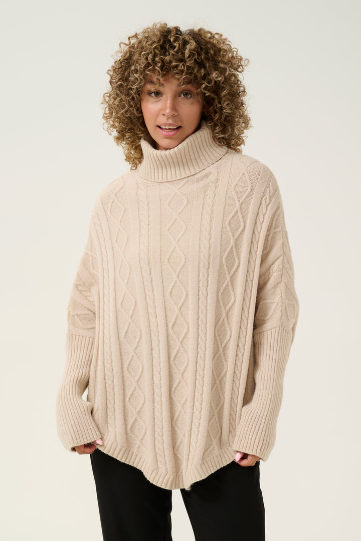 CREAM CRCaba Knit Poncho Oat Melange