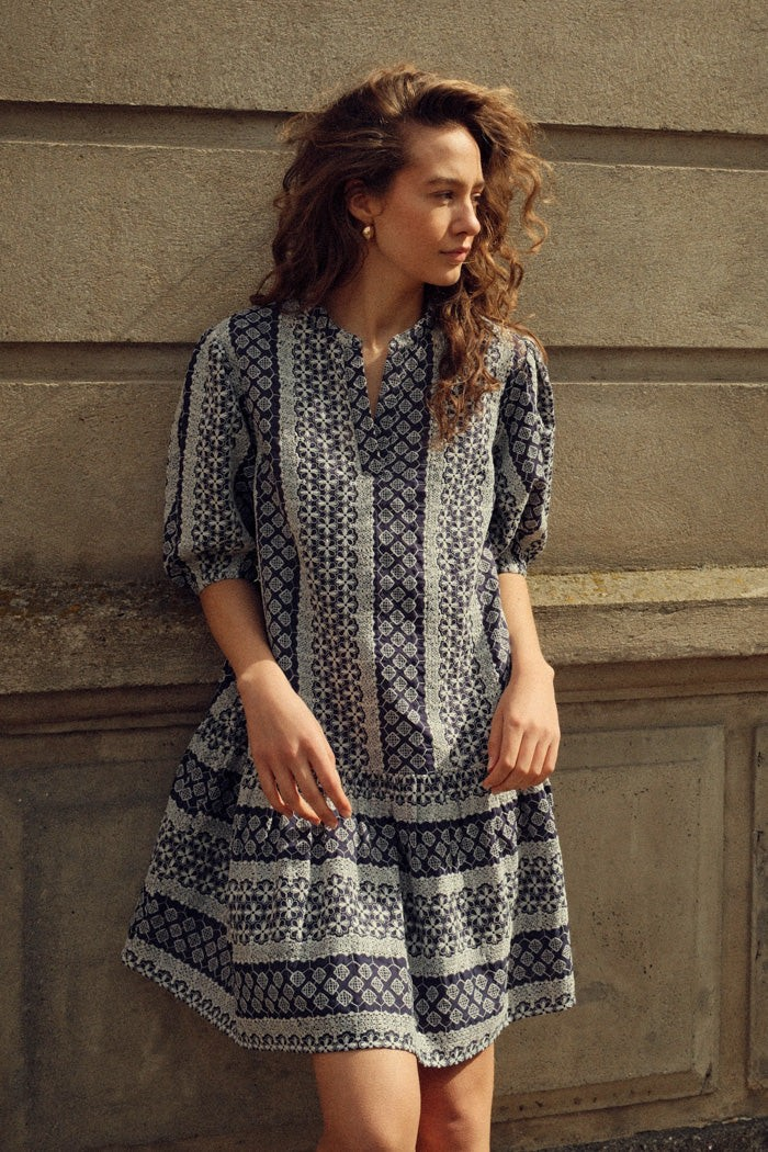 NOELLA Lillianna Dress Navy Sugar Combo