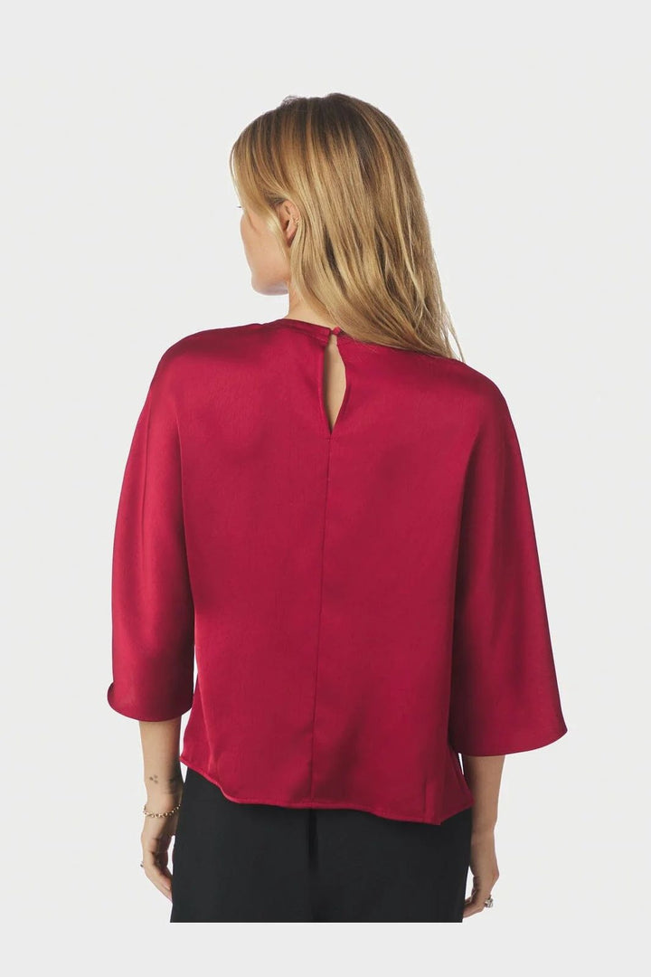 NEO NOIR Liora Heavy Sateen Blouse Dark Red