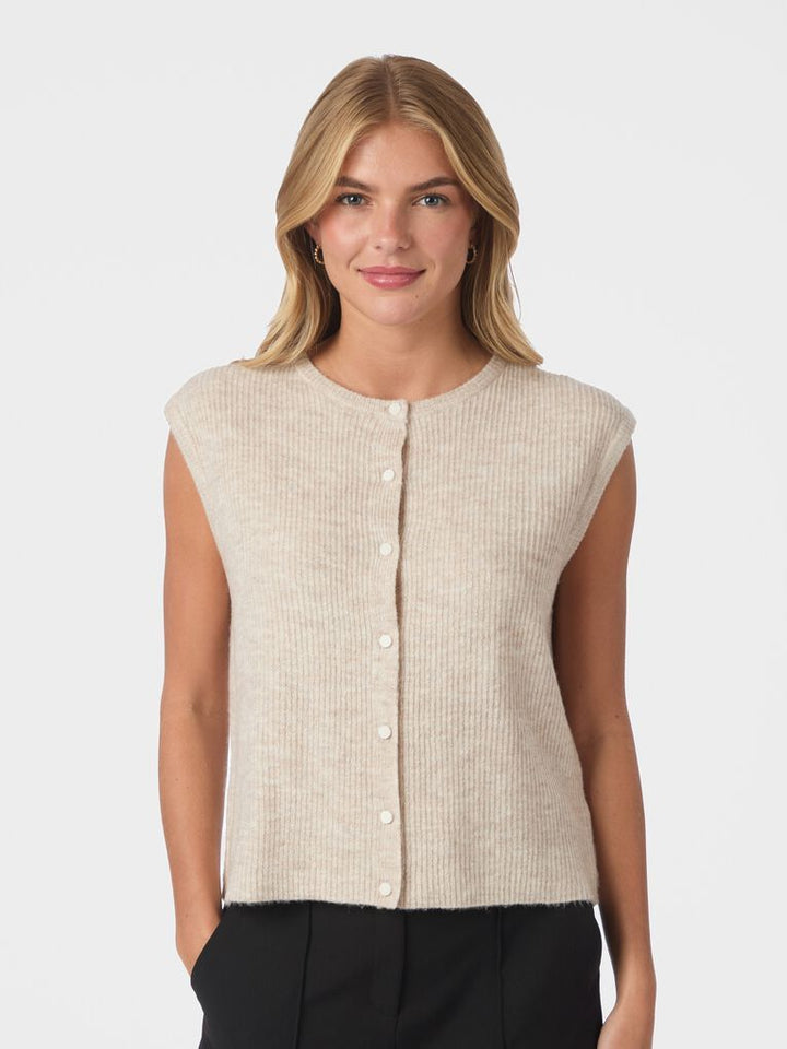 NEO NOIR Everest Knit Vest Po Sand Melange