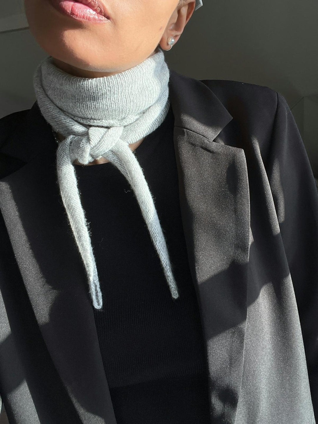 NEO NOIR Misty Knit Scarf Grey Melange