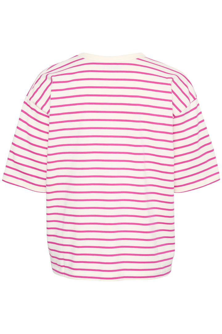 KAFFE KAwinny 1/2 Sleeve T-Shirt Ant.White/Fuchsia Stripe