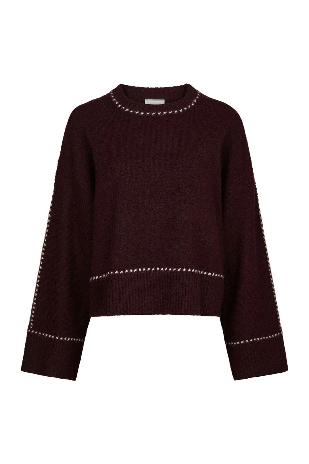 NEO NOIR Roeme Knit Stitch Blouse Wine