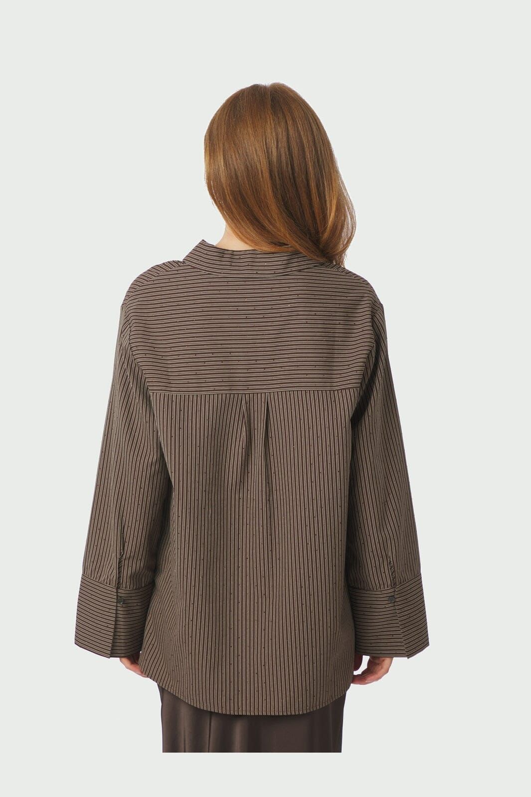 NEO NOIR Dita Striped Line Shirt Dark Brown