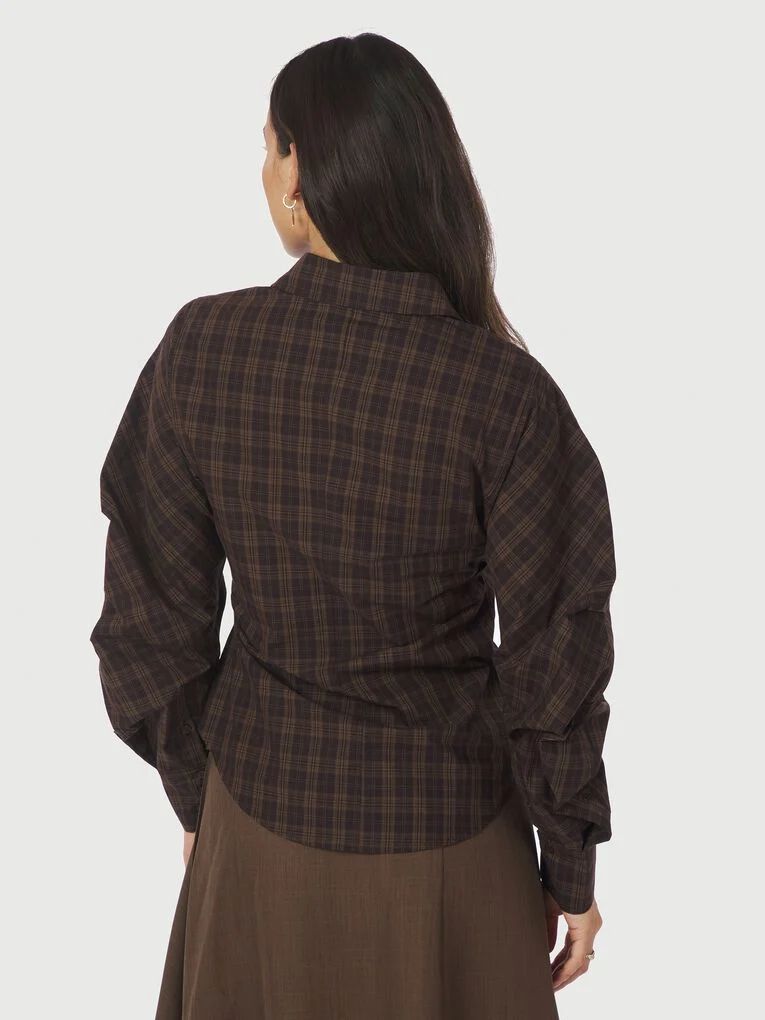 NEO NOIR Noella Check Shirt Dark Brown