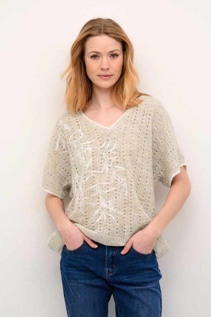 CREAM CRSolva Knit Blouse Ancient Scroll